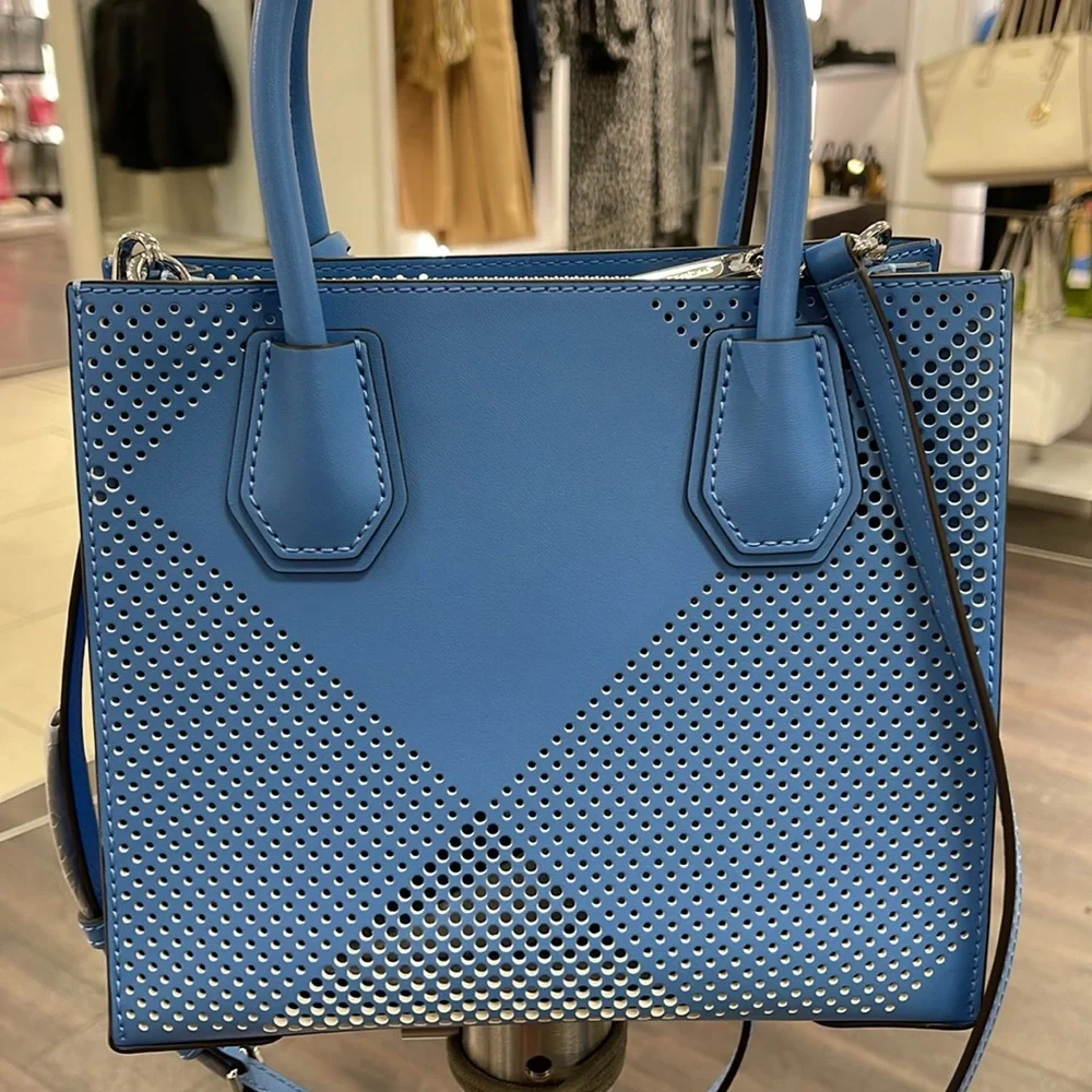 Michael Kors Perforated Leather Tote in Light Blue